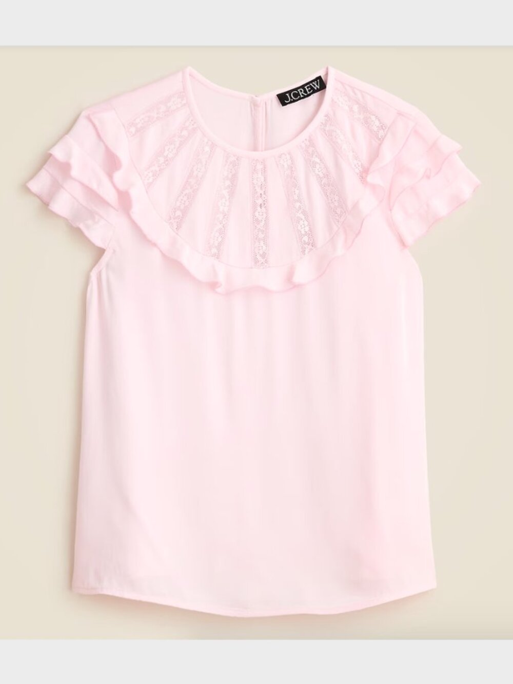 J. Crew NWT Pink Flutter-Sleeve Shirt in Crepe de Chine - Size S